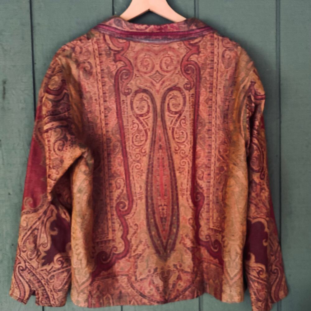 Coldwater Creek Art-to-Wear Paisley Silk-Blend Jacket size L - Picture 3 of 6